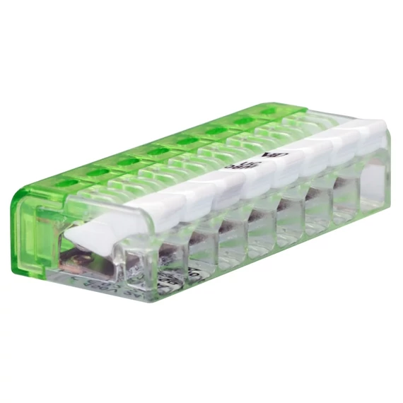 Tracon csavar nélküli vezetékösszekötő, nyitható, átlátszó, 8 vezeték, 0.2-2.5mm2, 24A