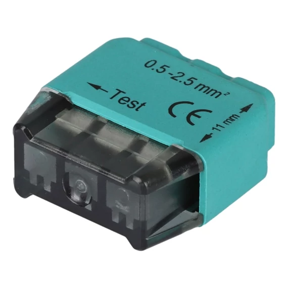 Tracon csavar nélküli vezetékösszekötő, nem oldható, zöld, 3 vezeték, 0.5-2.5mm, 16A