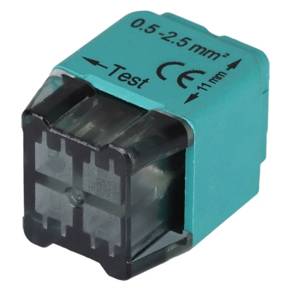 Tracon csavar nélküli vezetékösszekötő, nem oldható, zöld, 4 vezeték, 0.5-2.5mm, 16A