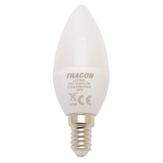 Tracon LED izzó, gyertya, E14, 7W, 4000K