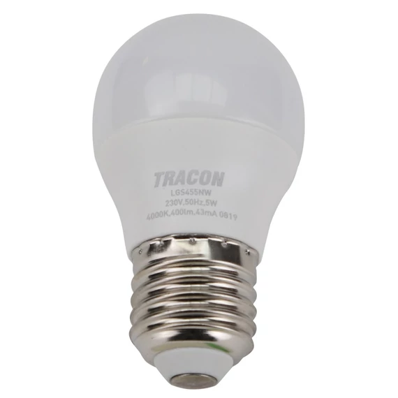 Tracon LED izzó Samsung chippel, G45, E27, 5W, 3000K