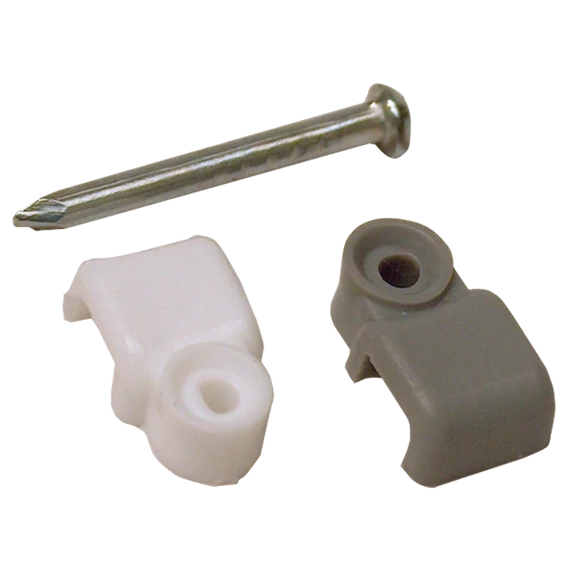 Tracon telefonkábelrögzítő bilincs, szeggel, fehér,  2.5×4.5mm