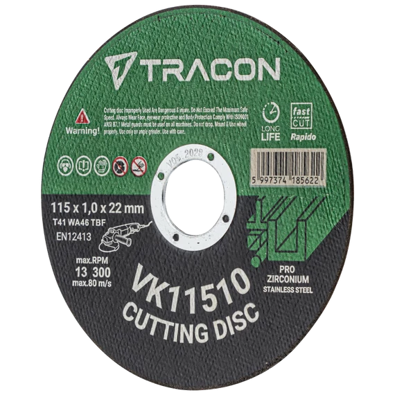 Tracon inox vágókorong, 115x1.0mm