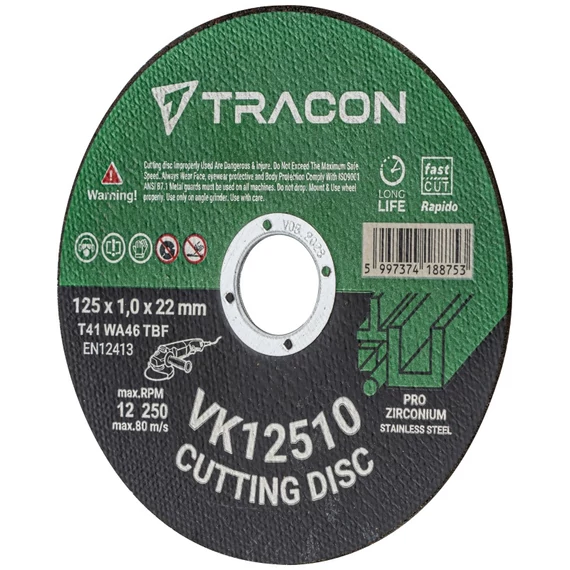 Tracon inox vágókorong, 125x1.0mm