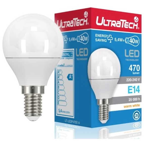Ultratech LED gömb izzó E14 3,4W (250lumen)