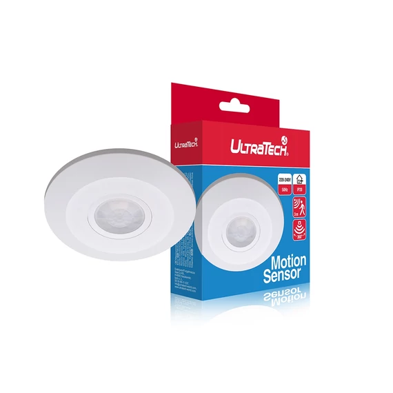 UltraTech mozgásérzékelő, infravörös, 1000/2000W, 360°, fehér