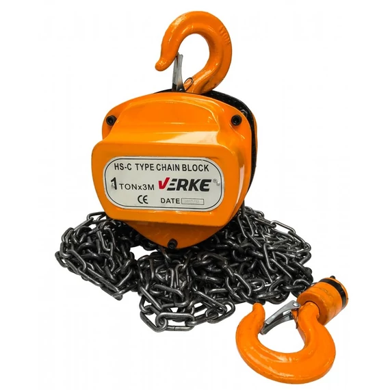 Verke láncos emelő, csörlő, 1T, 3m