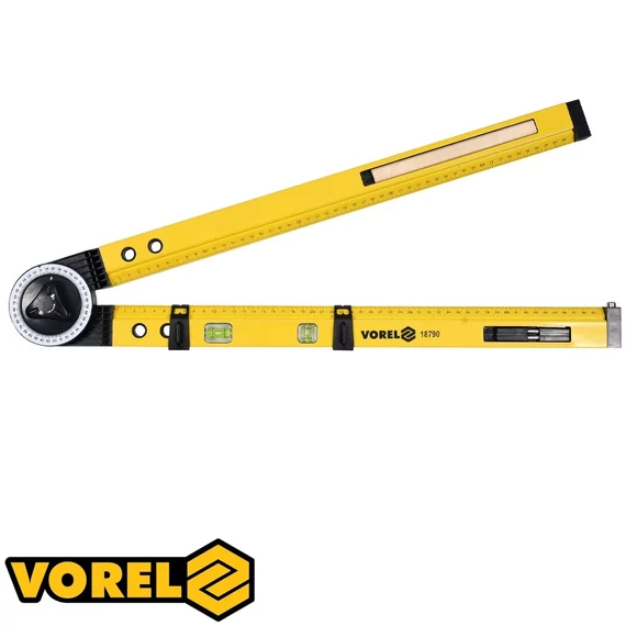 Vorel szögmérő vízmértékkel, körzőheggyel, 0-270° 
