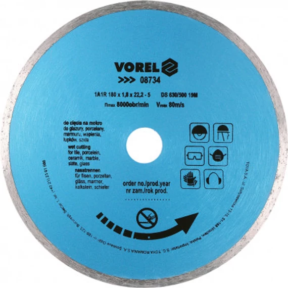 Vorel Gyémánt vágókorong csempéhez 180mm