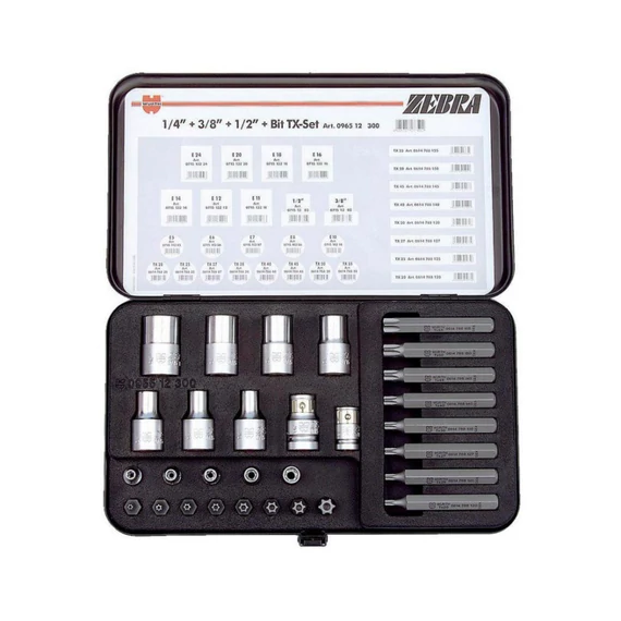 Würth bit és dugókulcs készlet, zebra, TX, 10mm, 30 darabos