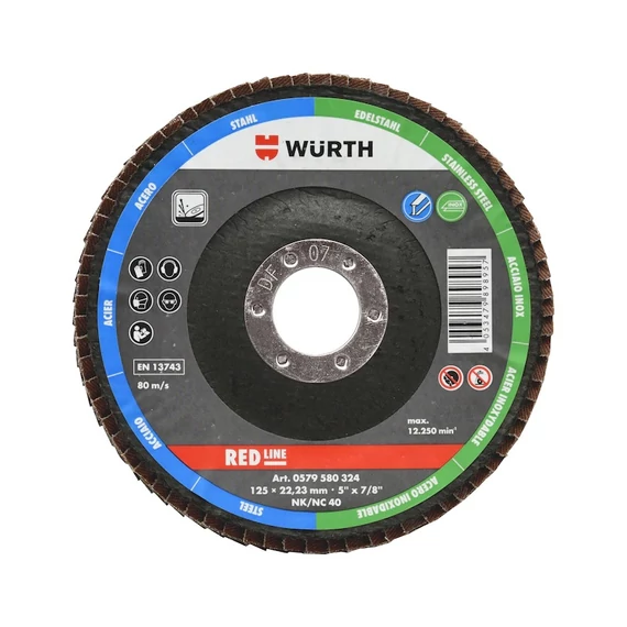 Würth Red Line lamellás csiszolótárcsa acélhoz, 125mm, G40