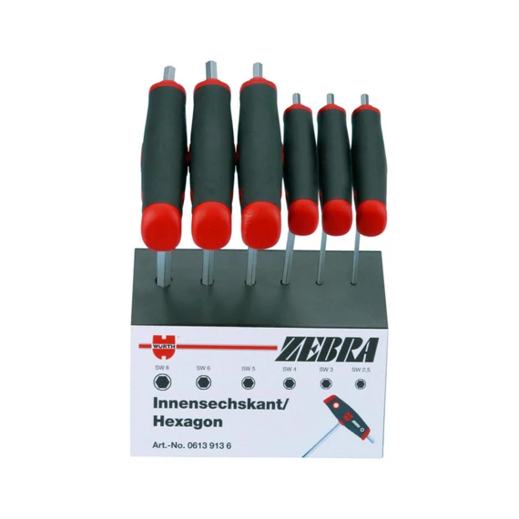 Würth T-nyelű imbuszkulcskészlet gömbfejjel, 6 részes 