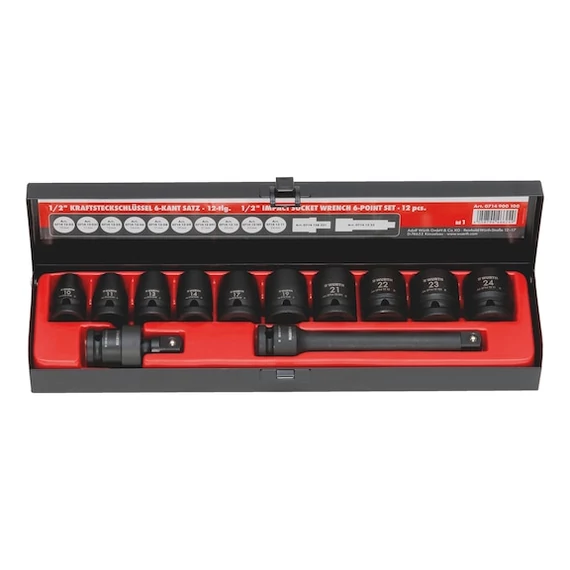 Würth gépi dugókulcs készlet, rövid 1/2&quot; 12 részes