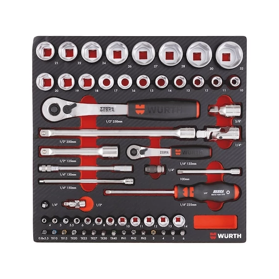 Würth dugókulcs készlet, 1/4-1/2”, 6.4.1, 59 részes