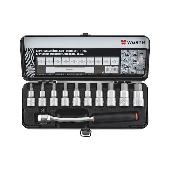 Würth 1/2&quot;-os belső hatszög dugókulcs készlet, 11 részes