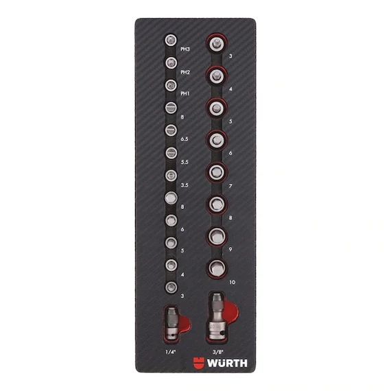 Würth dugókulcs készlet 1/4&quot;-3/8&quot;, 2.4.1, 22 részes