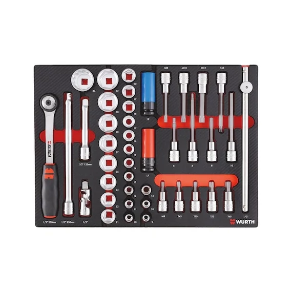 Würth dugókulcs készlet, 1/2”, 8.4.1, 43 részes