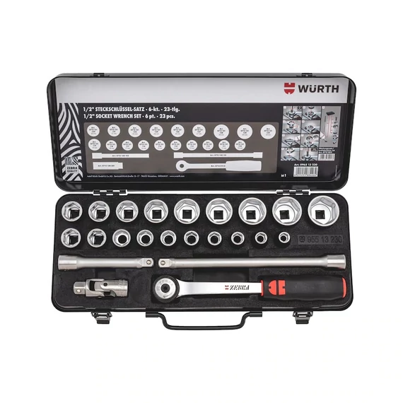Würth 1/2"-os dugókulcs készlet, hatlapú, 23db