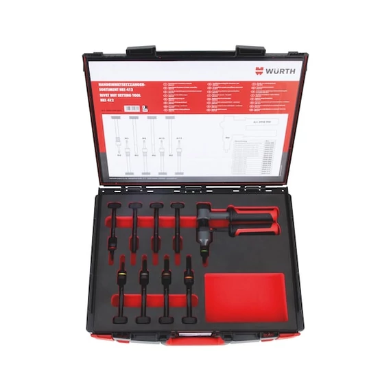 Würth szegecsanyafogó, HES 412 készlet, 16 részes