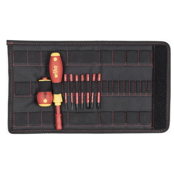 Wiha SlimVario szigetelt csavarhúzó készlet, cserélhető slimbit, SL+PZ+SL/PZx75mm, 9 részes