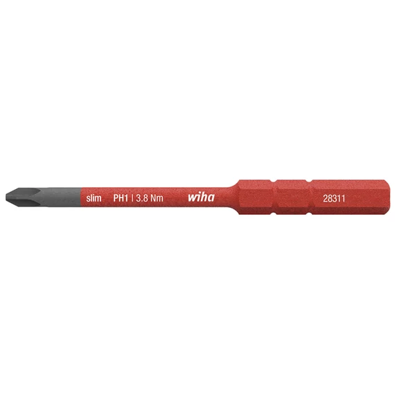 Wiha electric SlimBit Phillips bithegy, cserélhető, PH1x75mm, 3.8Nm