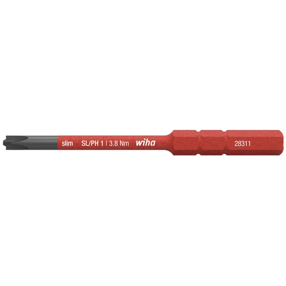 Wiha SoftFinish electric slimBit VDE bithegy, cserélhető, SL/PH1x75mm, 3.8Nm