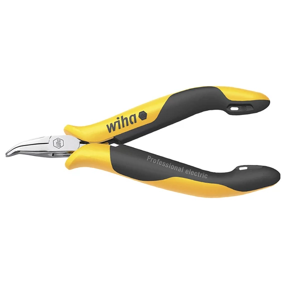 Wiha Professional lapos-kerekcsőrű fogó, ESD, hajlított csőr, 45°, 120mm