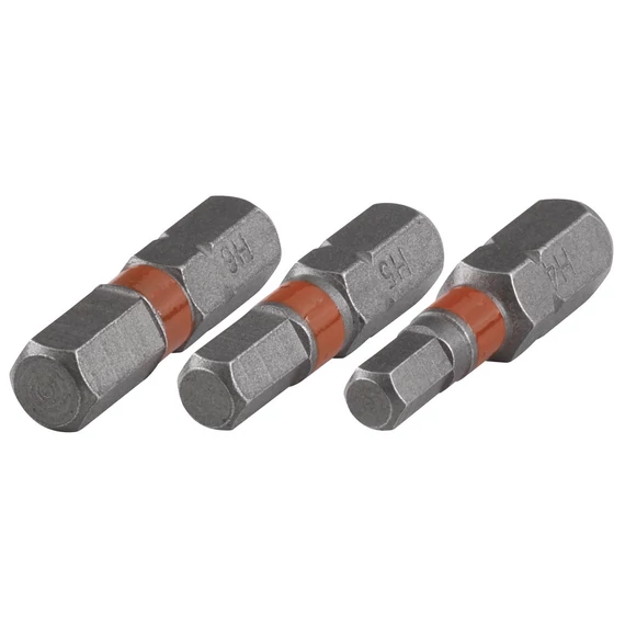 Wolfcraft 3db csavarozó bit Solid 25mm Hex H4.0, 5.0, 6.0