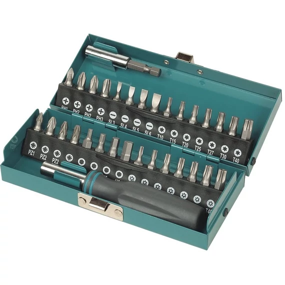 Wolfcraft Bitkészlet standard bitfejek 32 részes , PH/ PZ/ T/ HEX/ TL, markolattal.