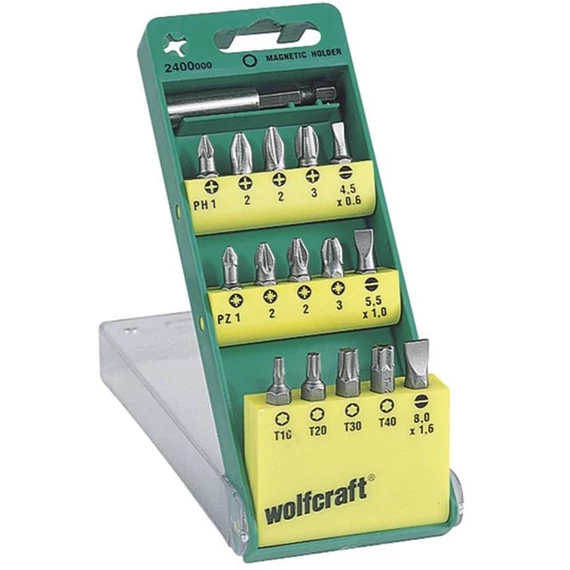 Wolfcraft 16 db-os Bit-box Kombi Solid 16 részes