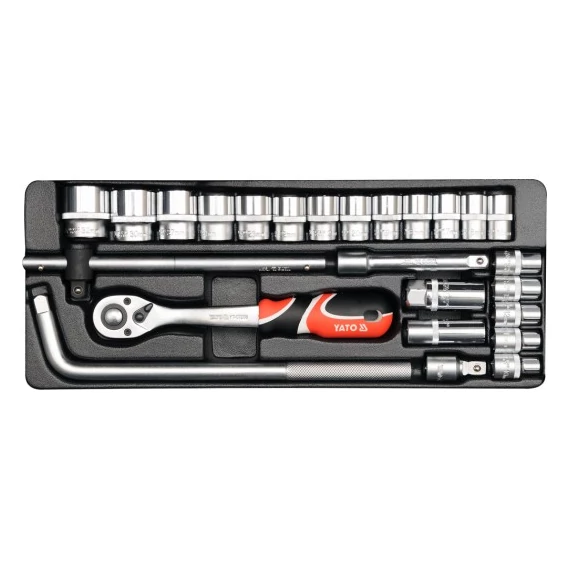 Yato YT-12671 Dugókulcs készlet racsnis hajtókarral 1/2" 25db-os