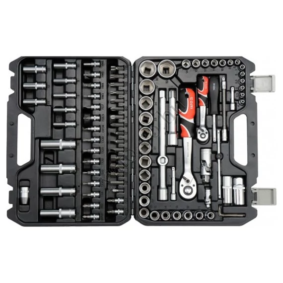Yato YT-12691 dugókulcs készlet, racsnis hajtókarral 1/2&quot;-1/4&quot;, 82db-os