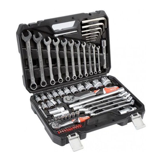 Yato YT-38781 Dugókulcs készlet racsnis hajtókarral 1/2", 1/4", 77db-os