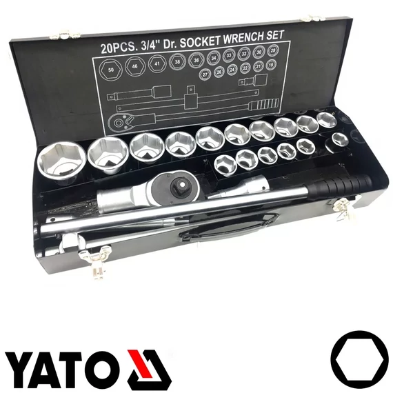 Yato dugókulcs készlet, 3/4&quot;, 19-50mm, 20db-os