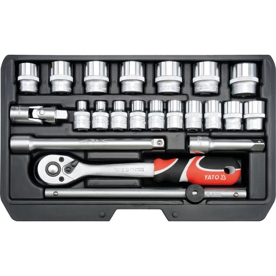 Yato YT-38561 dugókulcs készlet racsnis hajtókarral, 3/8&quot;, 22db