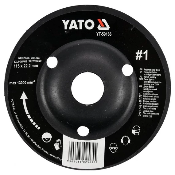 Yato csiszolókorong, 115mm, NR1