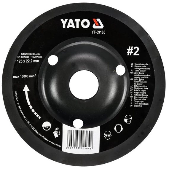 Yato csiszolókorong, 125mm, NR2