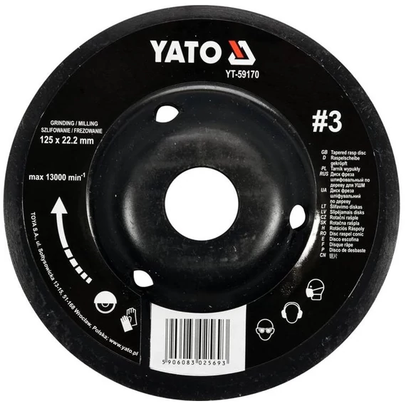Yato csiszolókorong, 125mm, NR3