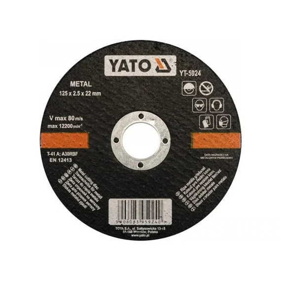 Yato vágókorong fémre, 125x22x2.5mm (5db/csomag)