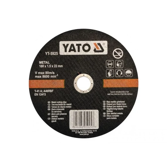 Yato vágókorong fémre, 180x22x1.5mm (5db/csomag)