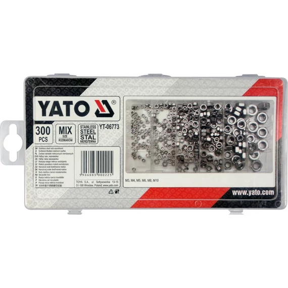 Yato Rozsdamentes anya készlet M3-M10, 300db-os