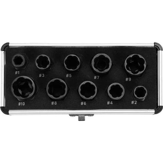 Yato Roncsolt csavarfej leszedő készlet 3/8&quot;, 9-19mm, 10db-os