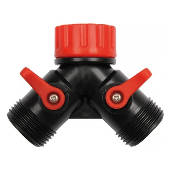 Yato Y-elágazó csőtoldó, 2db külső menetes elzáróval 1/2&quot; 12.5mm