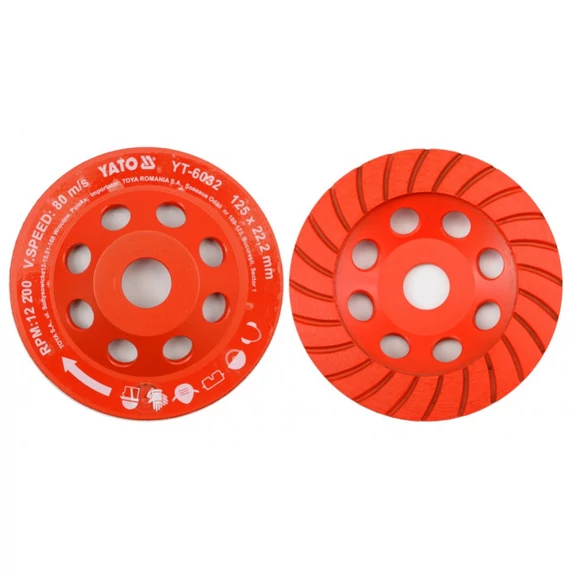Yato Gyémánt csiszoló tárcsa, kúpos 125x22.2mm+5.0x7.5mm