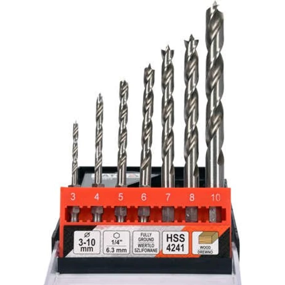 Yato Fúrószár készlet fához, HSS, 3-10mm, 7db-os