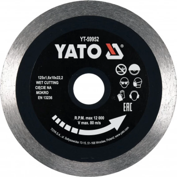Yato Gyémánt vágótárcsa, szegmentált 125x22.2x2mm