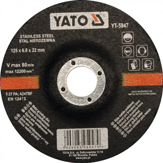 Yato Vágókorong fémre, Inox, 125x22x6.8mm 