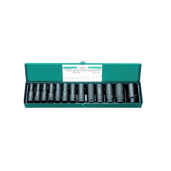 HANS 1/2˝ gépi hosszú dugókulcsfej készlet 13r. 10-30x80mm 84613M