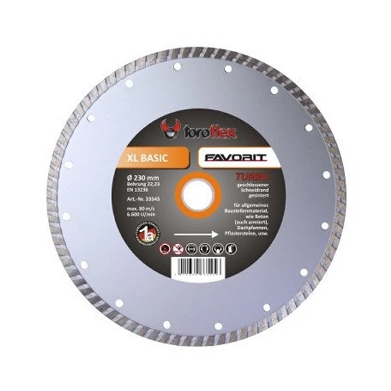 TOROFLEX FAVORIT TURBO gyémánttárcsa 230x22,2/SH8