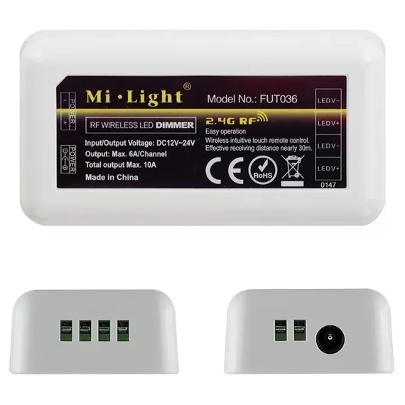 Avide fényerőszabályzó vezérlő egyszínű LED szalaghoz, 4 zónás, 12V, 120W